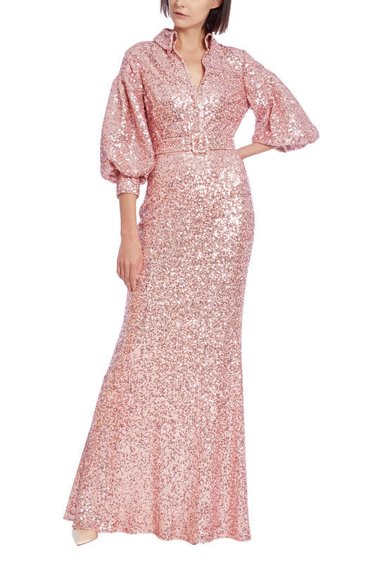 Formal Dresses Long Formal Blouson Sequin Dress Primrose