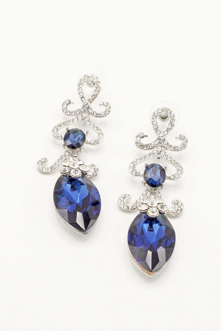 Elegant Floral Drop Clear Diamante Earrings - The Dress Outlet