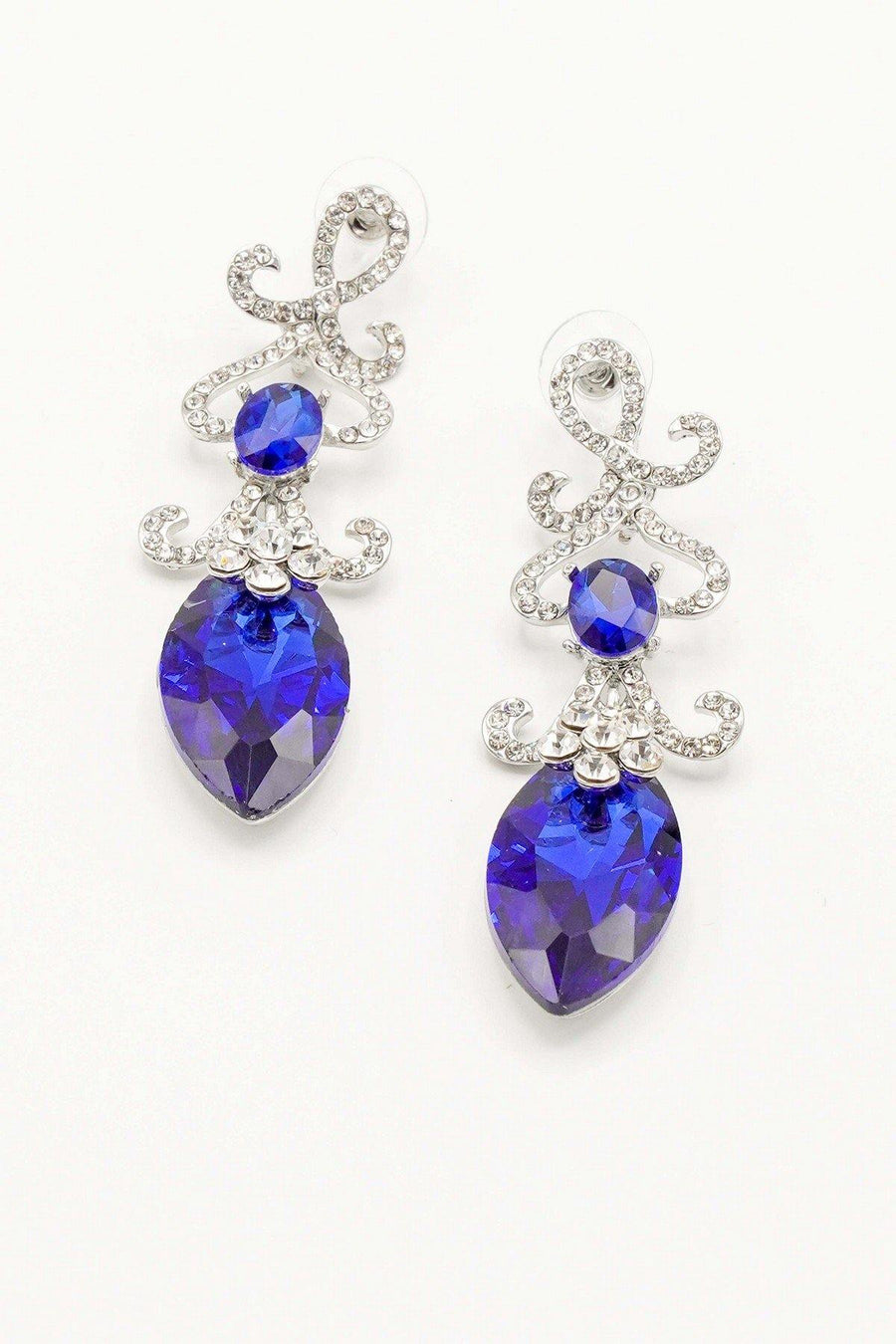 Elegant Floral Drop Clear Diamante Earrings - The Dress Outlet
