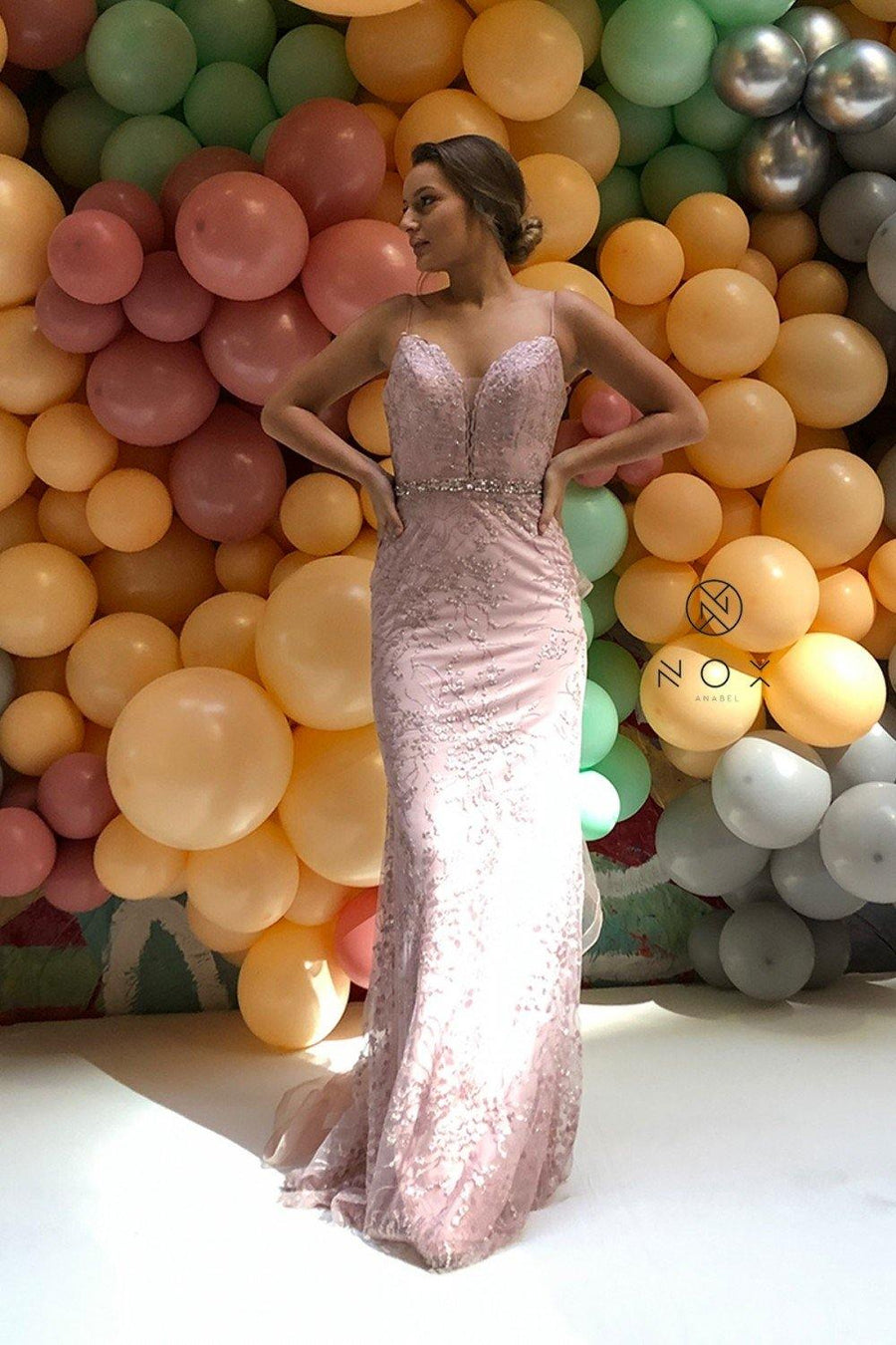 Embellished Long Fitted Prom Dress Formal - The Dress Outlet Nox Anabel