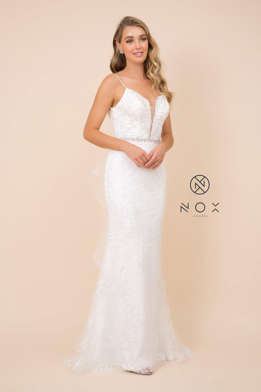 Embellished Long Fitted Prom Dress Formal - The Dress Outlet Nox Anabel