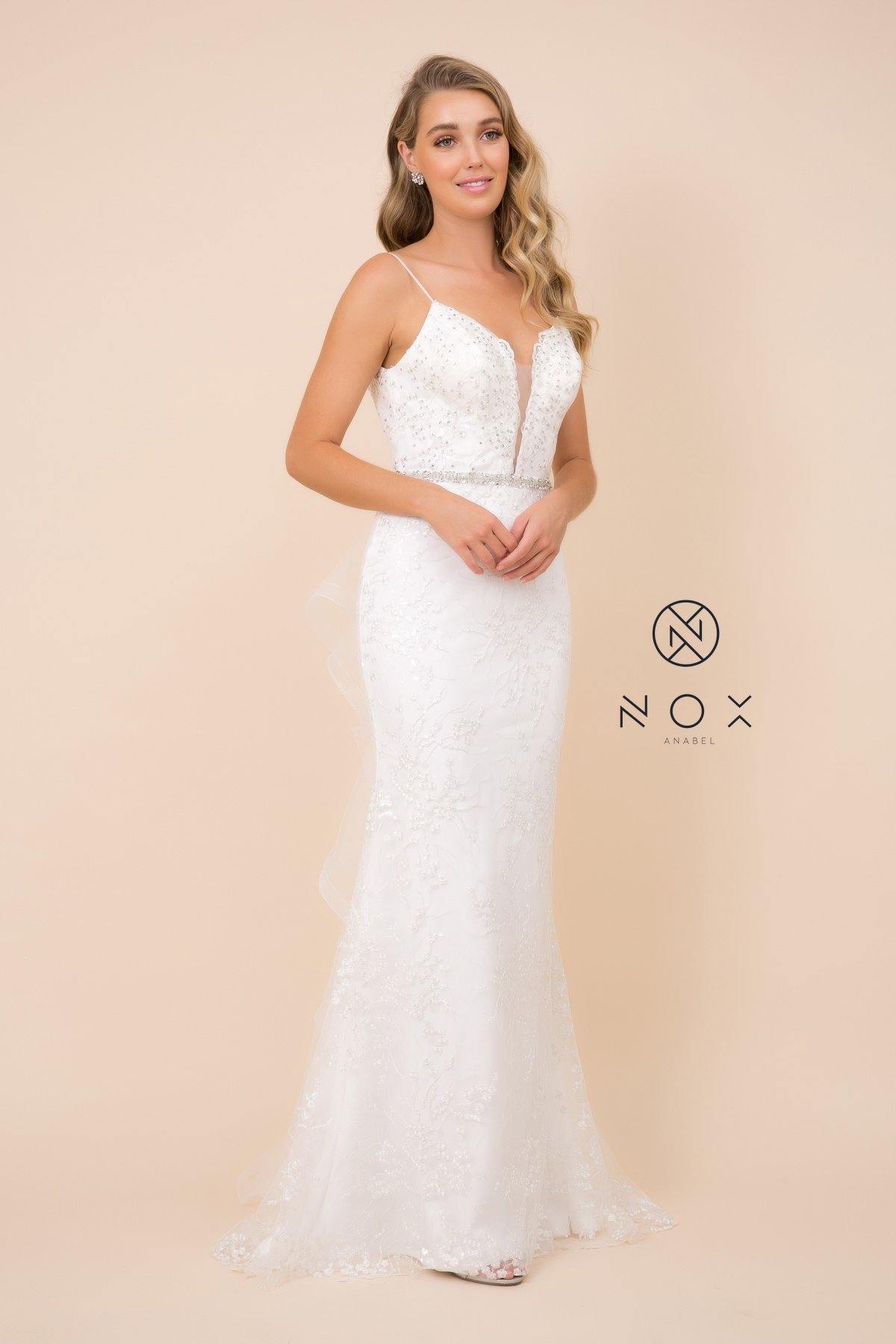 Embellished Long Fitted Prom Dress Formal - The Dress Outlet Nox Anabel