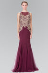 Embroidered Boidce Long Prom Dress with Sheer Back - The Dress Outlet Elizabeth K