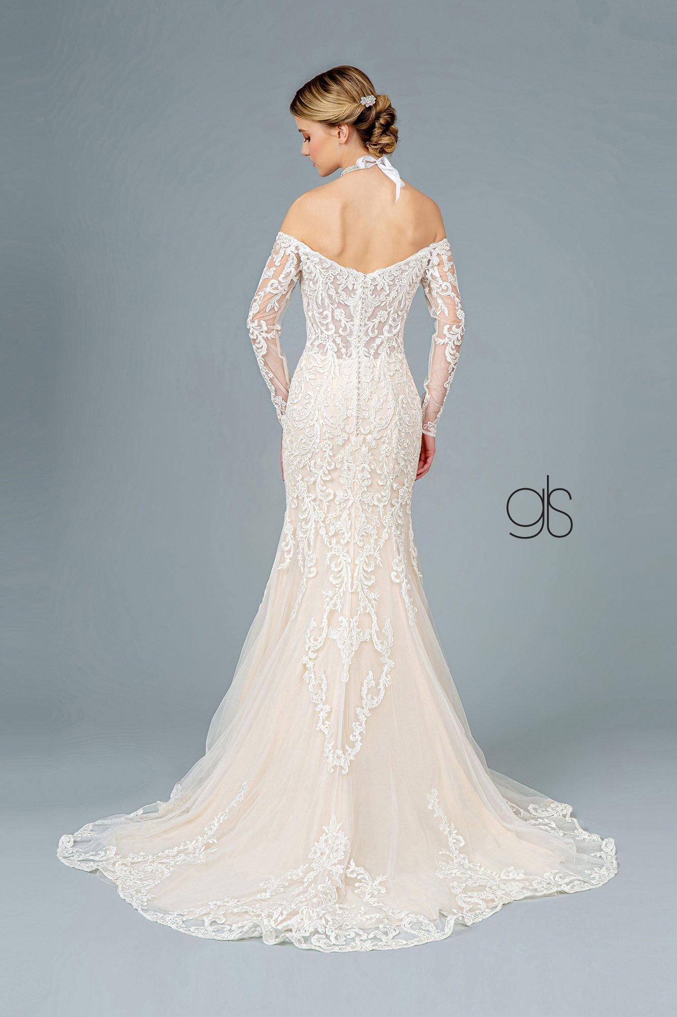 Embroidered Mesh Mermaid Wedding Long Gown - The Dress Outlet Elizabeth K