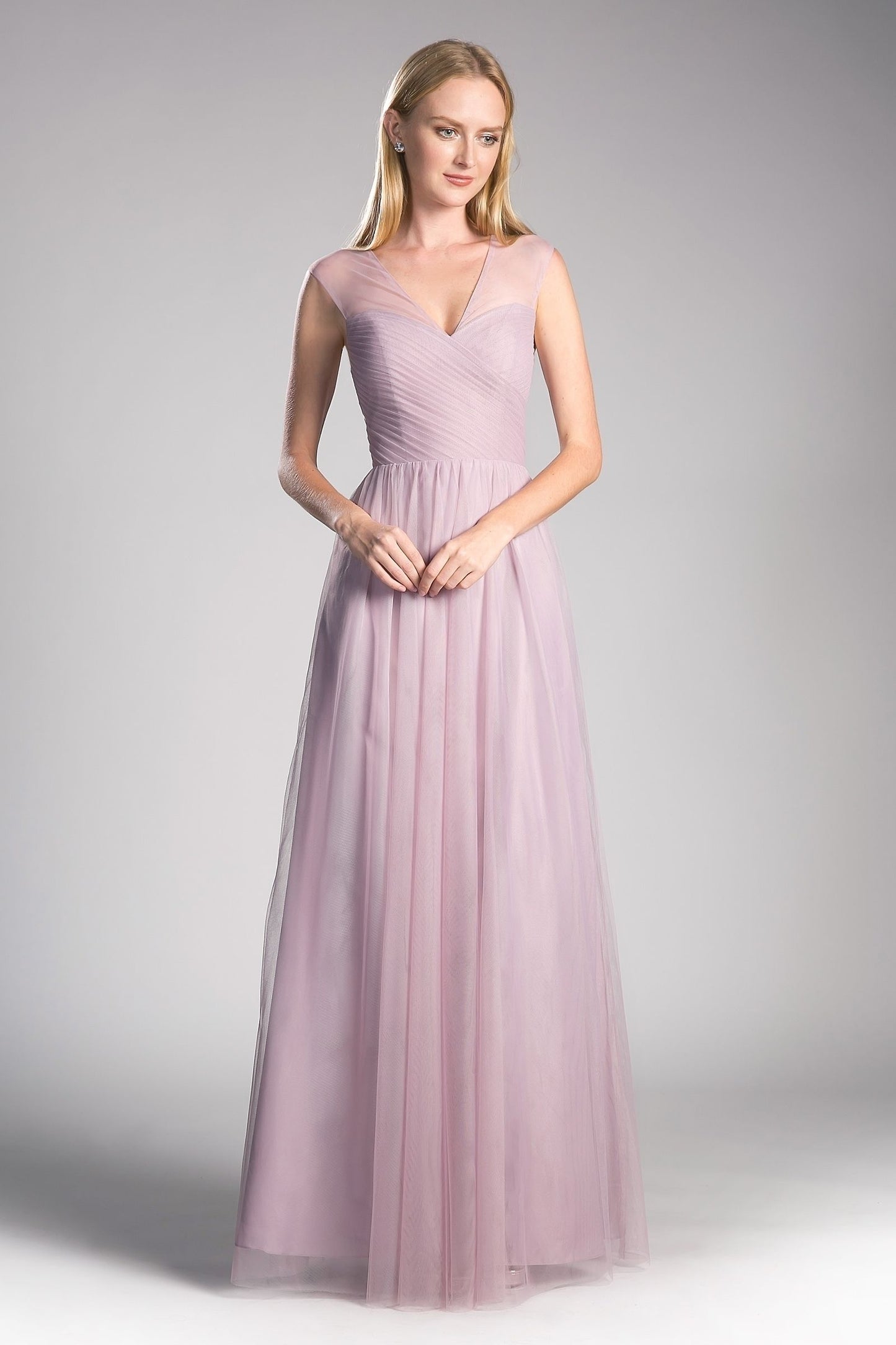 Formal Dresses Pleated Long Formal A Line Dress Mauve