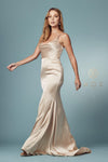 Fit and Flare Long Prom Dress Champagne