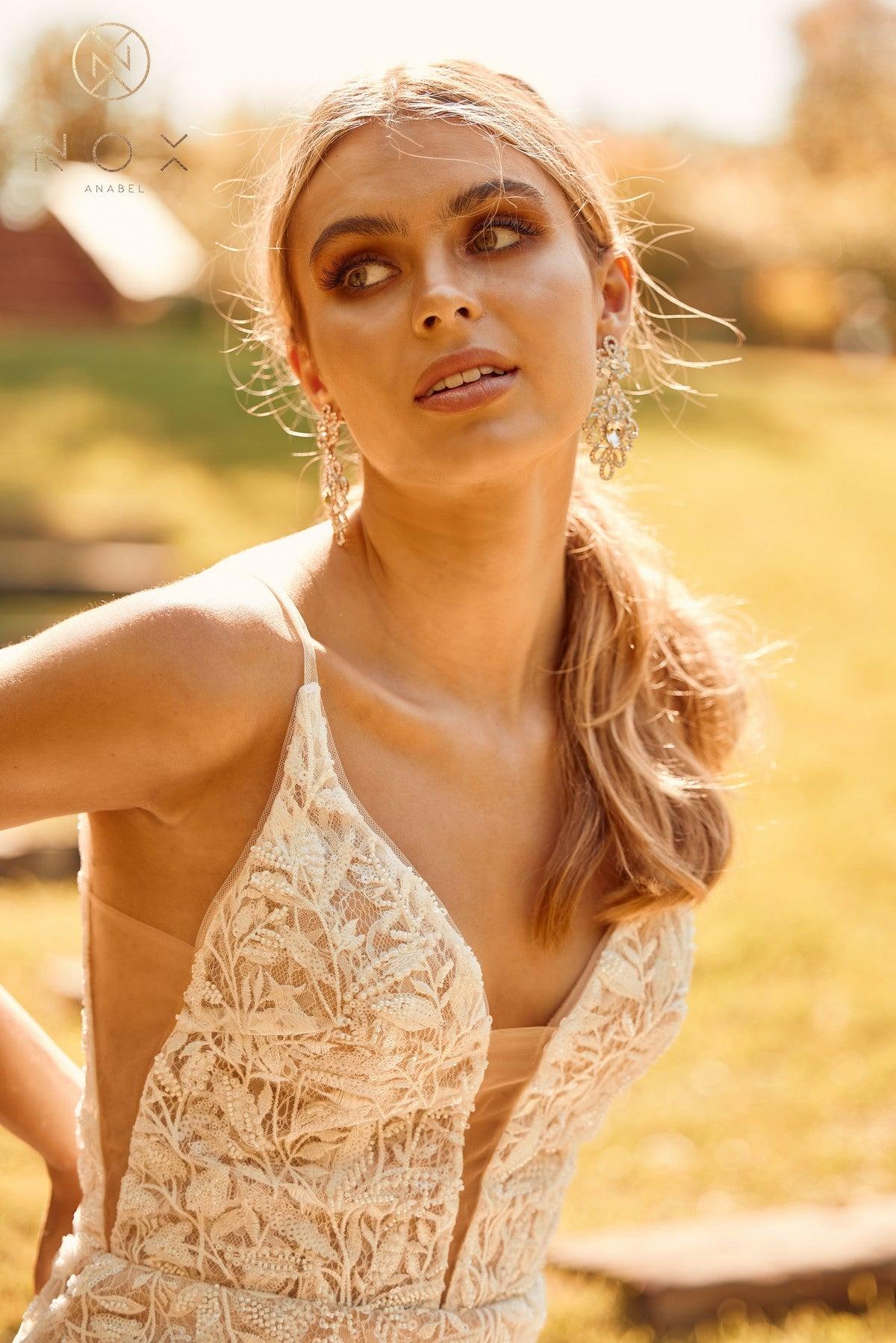 Fit and Flare Long Wedding Gown - The Dress Outlet