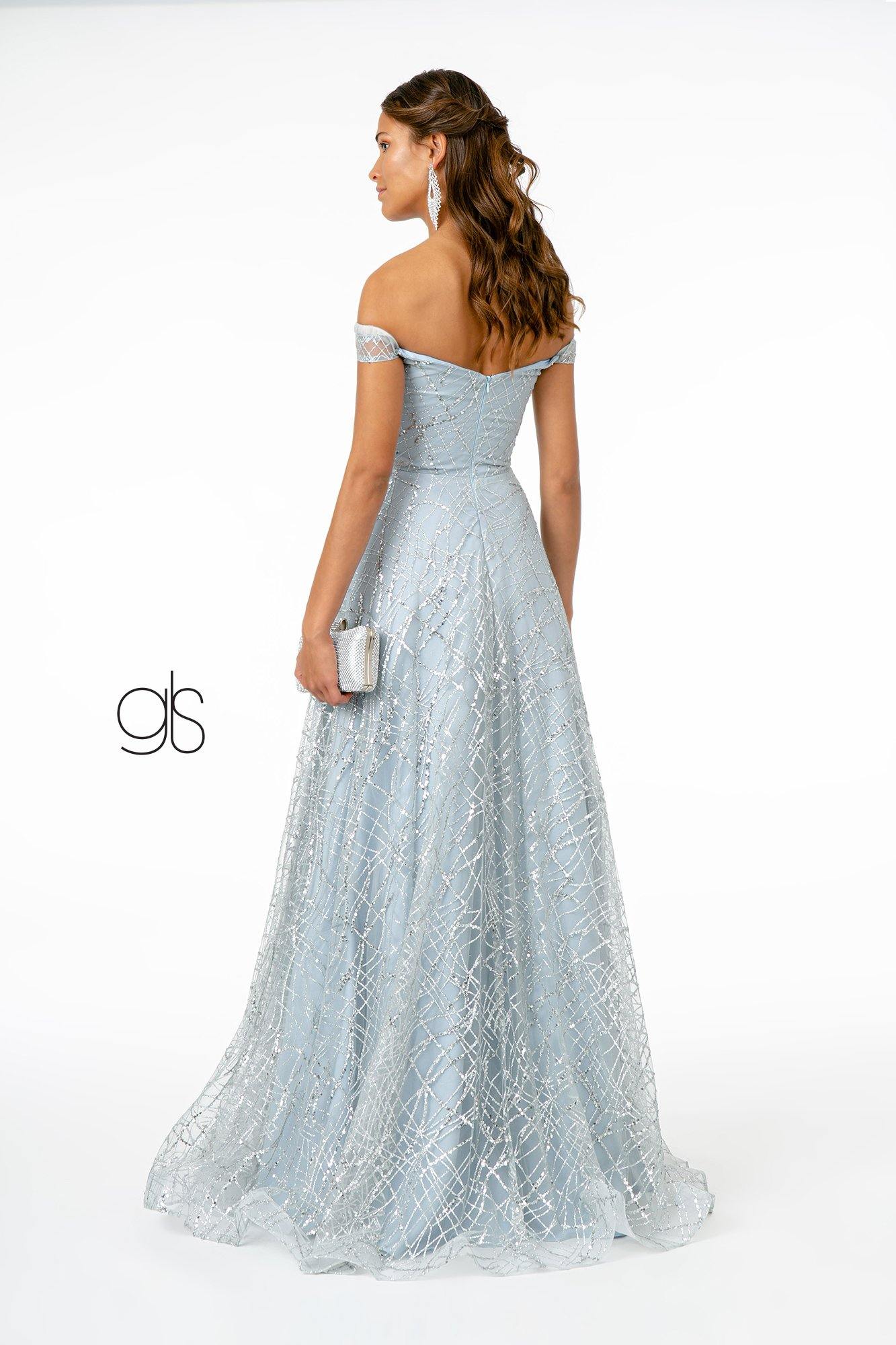 Floral Embroidery Long Prom A-Line Dress - The Dress Outlet Elizabeth K