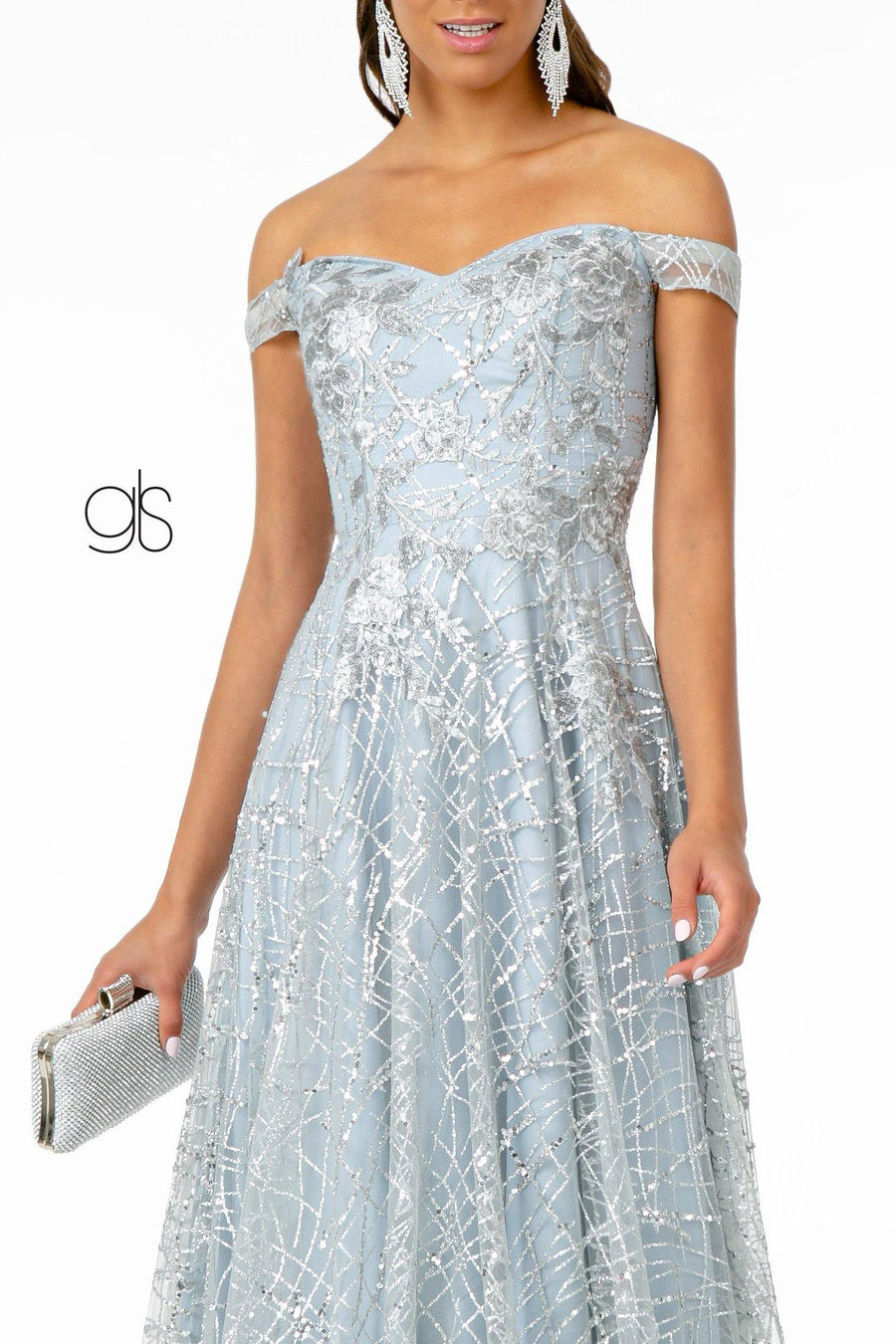 Floral Embroidery Long Prom A-Line Dress - The Dress Outlet Elizabeth K