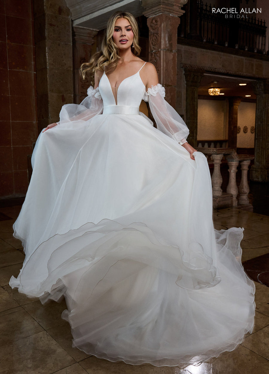 Wedding Dresses A Line Bridal Gown Long 3D Floral Applique Wedding Dress Ivory