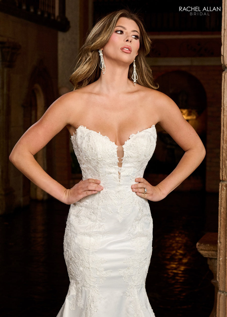 Wedding Dresses Lace Applique Long Mermaid Wedding Dress Ivory Nude