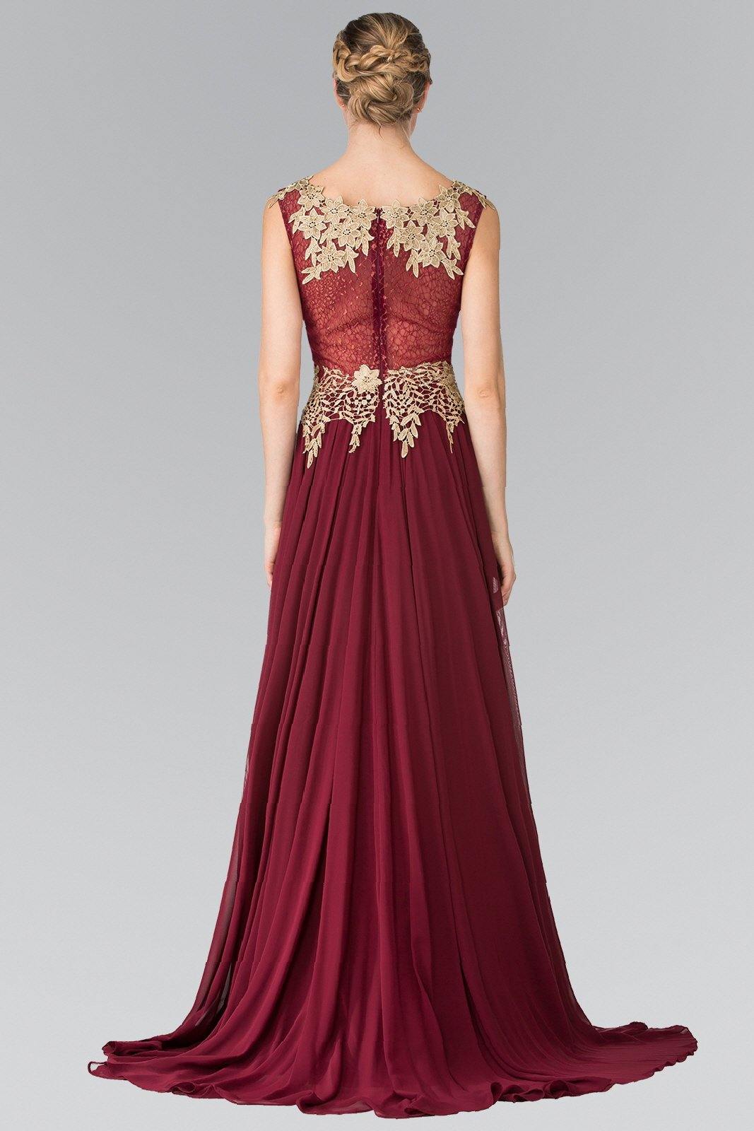 Flower Lace Chiffon Long Prom Dress - The Dress Outlet Elizabeth K