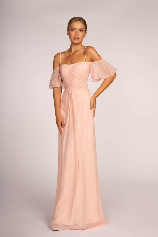Formal Chiffon Long Dress Bridesmaid Blush
