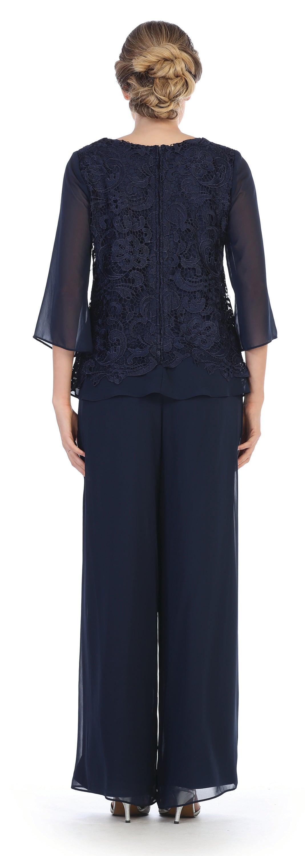 Formal 2 Piece Mother of the Bride Lace Pant Suit - The Dress Outlet
