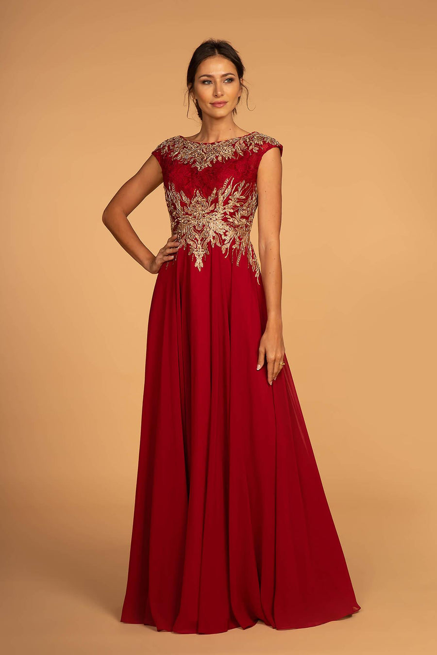 Formal Plus Size Long Dress Mother of the Bride Burgundy