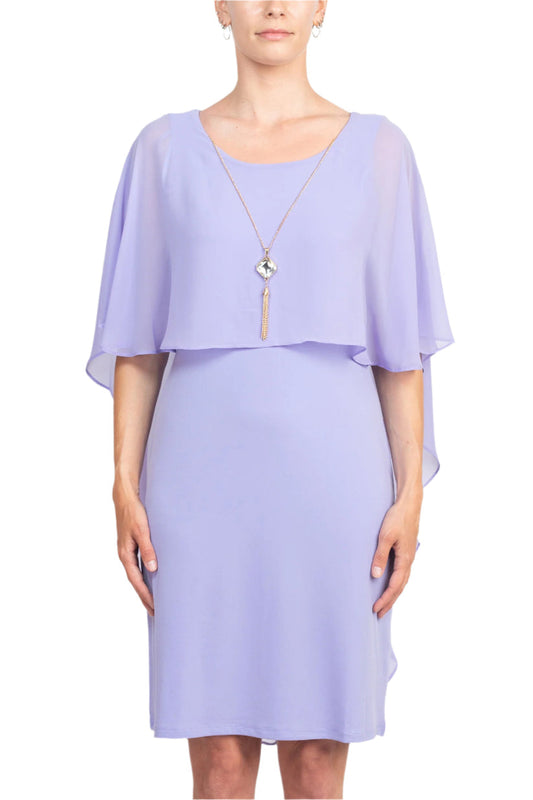 Cocktail Dresses Short Cocktail Mother of the Bride Cape Dress Lavender