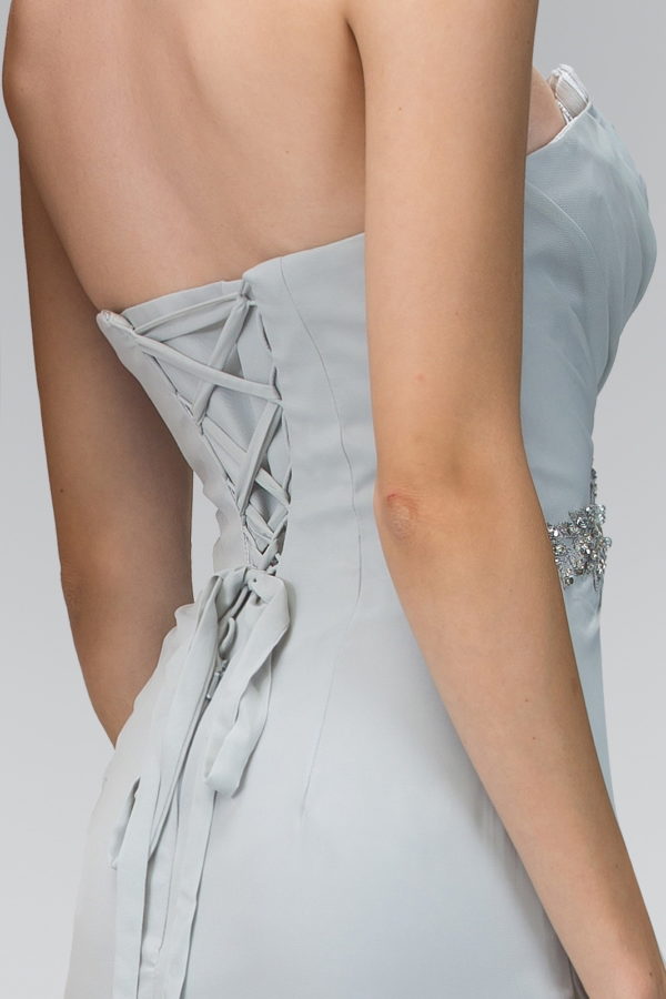 Strapless Sweetheart Long Formal Dress - The Dress Outlet Elizabeth K Silver