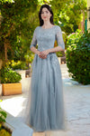 Mother of the Bride Dresses Long Formal Mother of the Bride A Line Evening Dress Smoky Blue