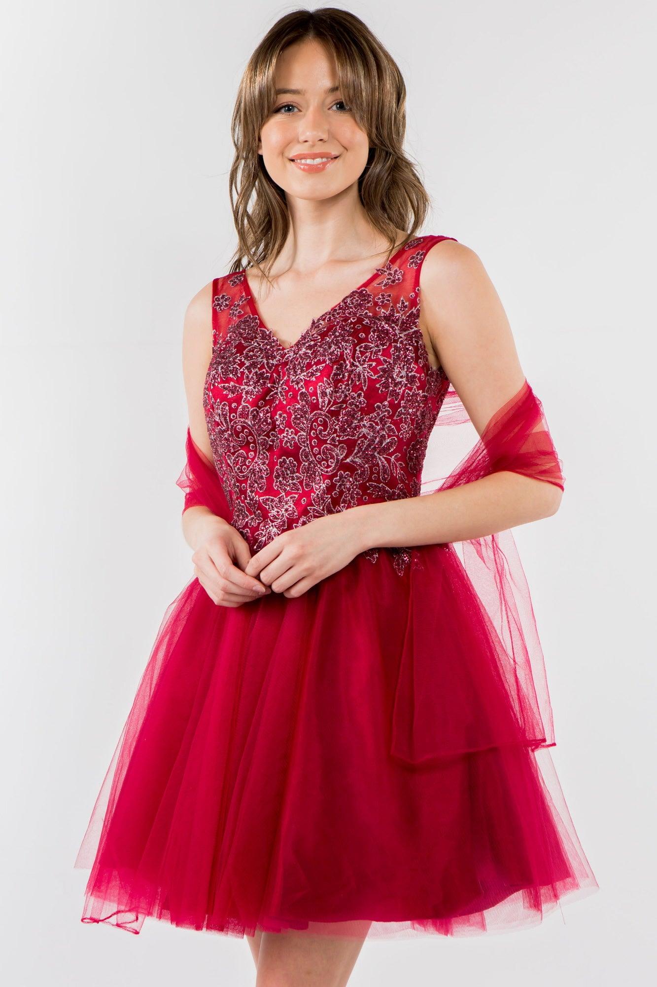 Glitter A Line Short Homecoming Dress - The Dress Outlet