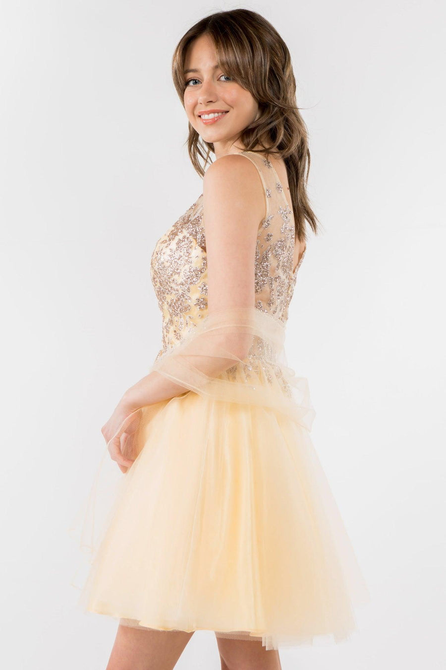 Glitter A Line Short Homecoming Dress - The Dress Outlet