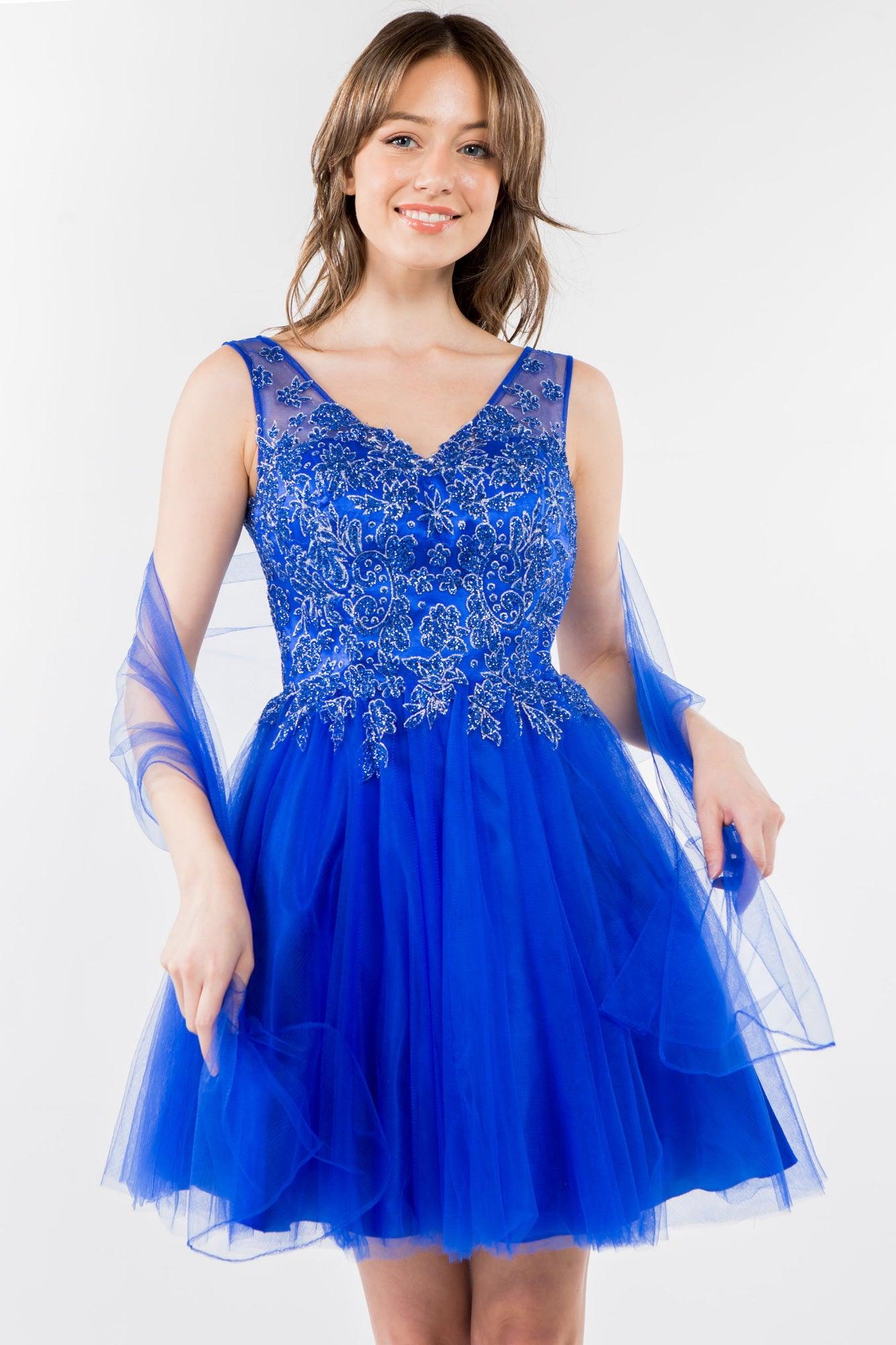 Glitter A Line Short Homecoming Dress - The Dress Outlet