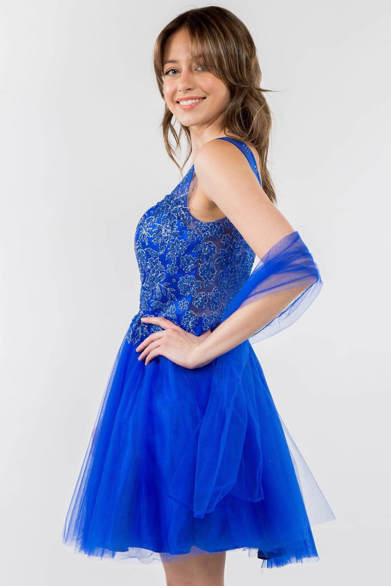 Glitter A Line Short Homecoming Dress - The Dress Outlet