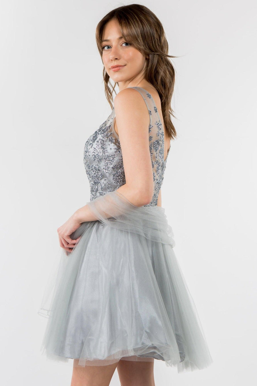 Glitter A Line Short Homecoming Dress - The Dress Outlet