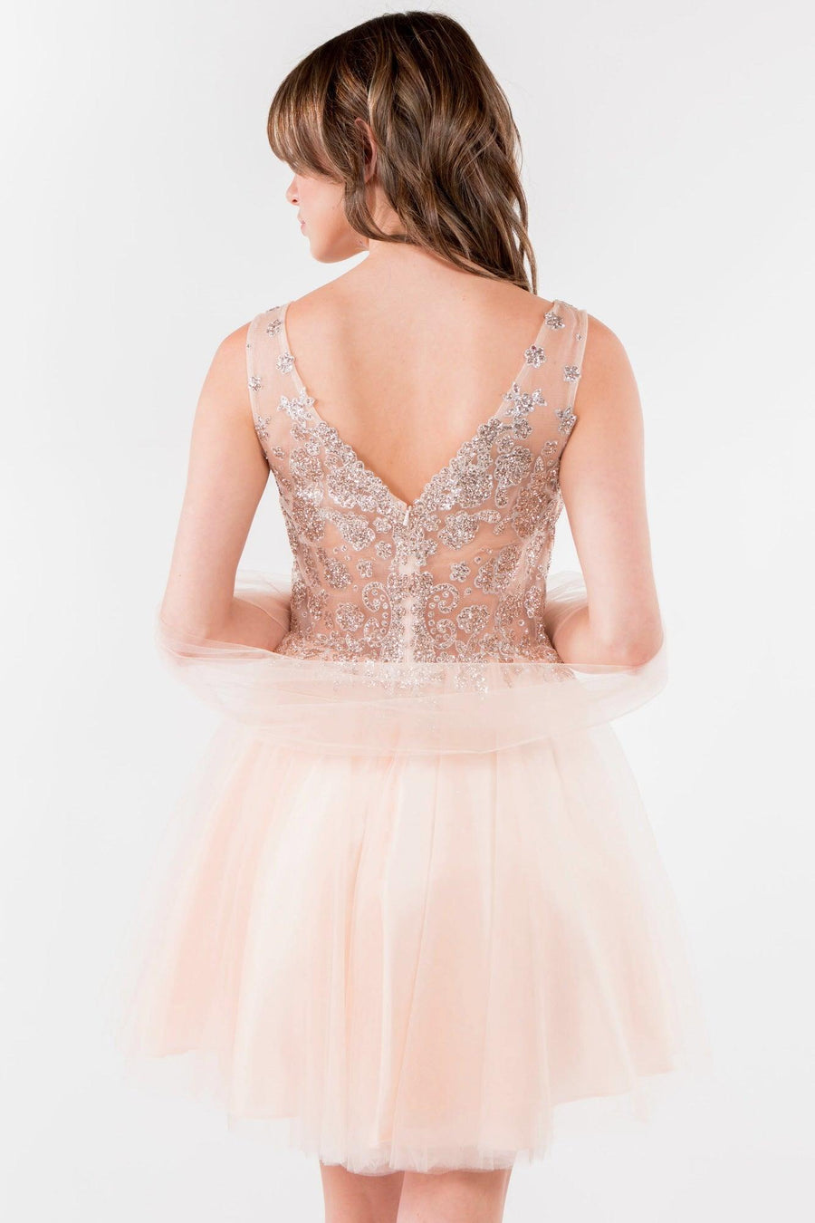 Glitter A Line Short Homecoming Dress - The Dress Outlet
