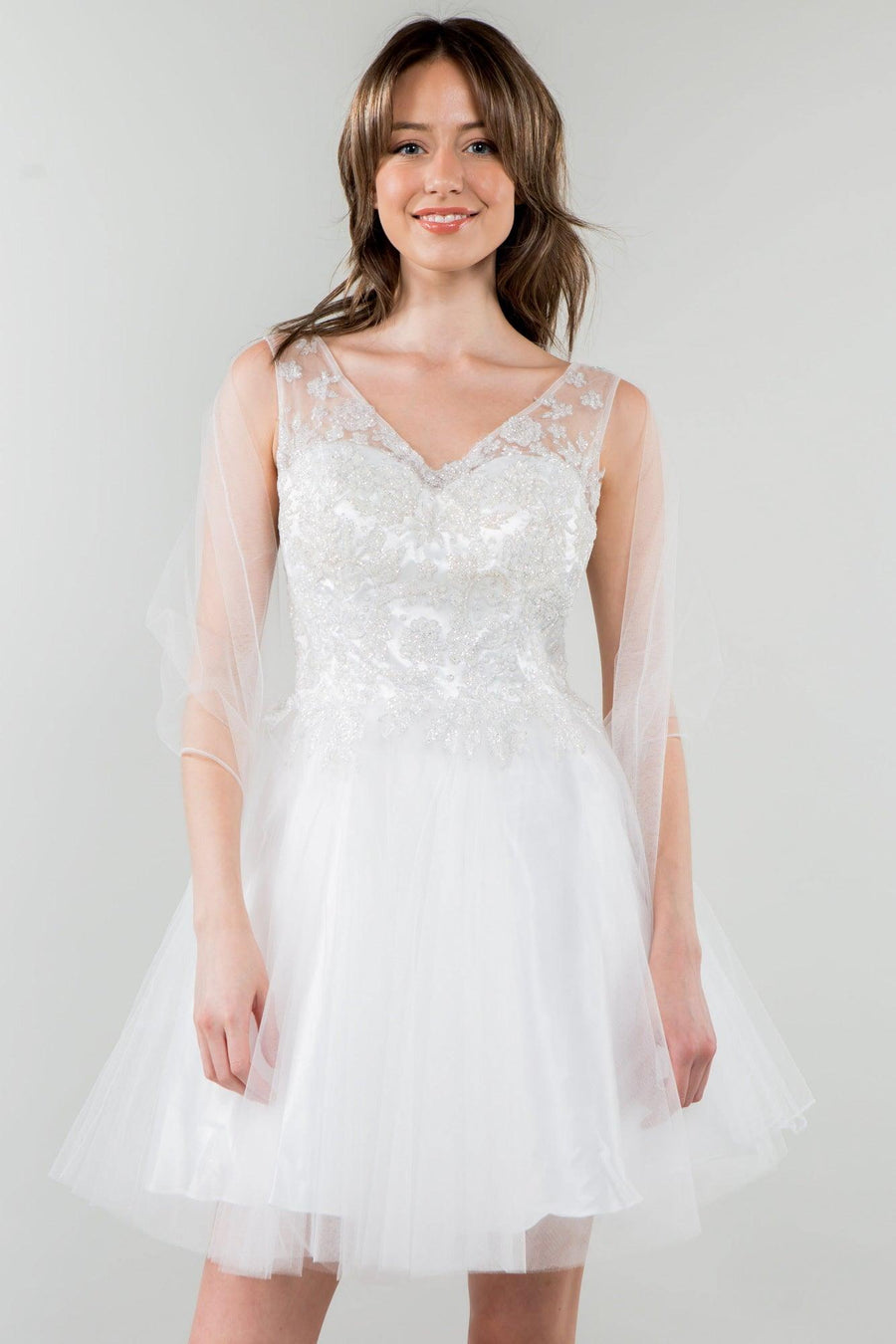 Glitter A Line Short Homecoming Dress - The Dress Outlet