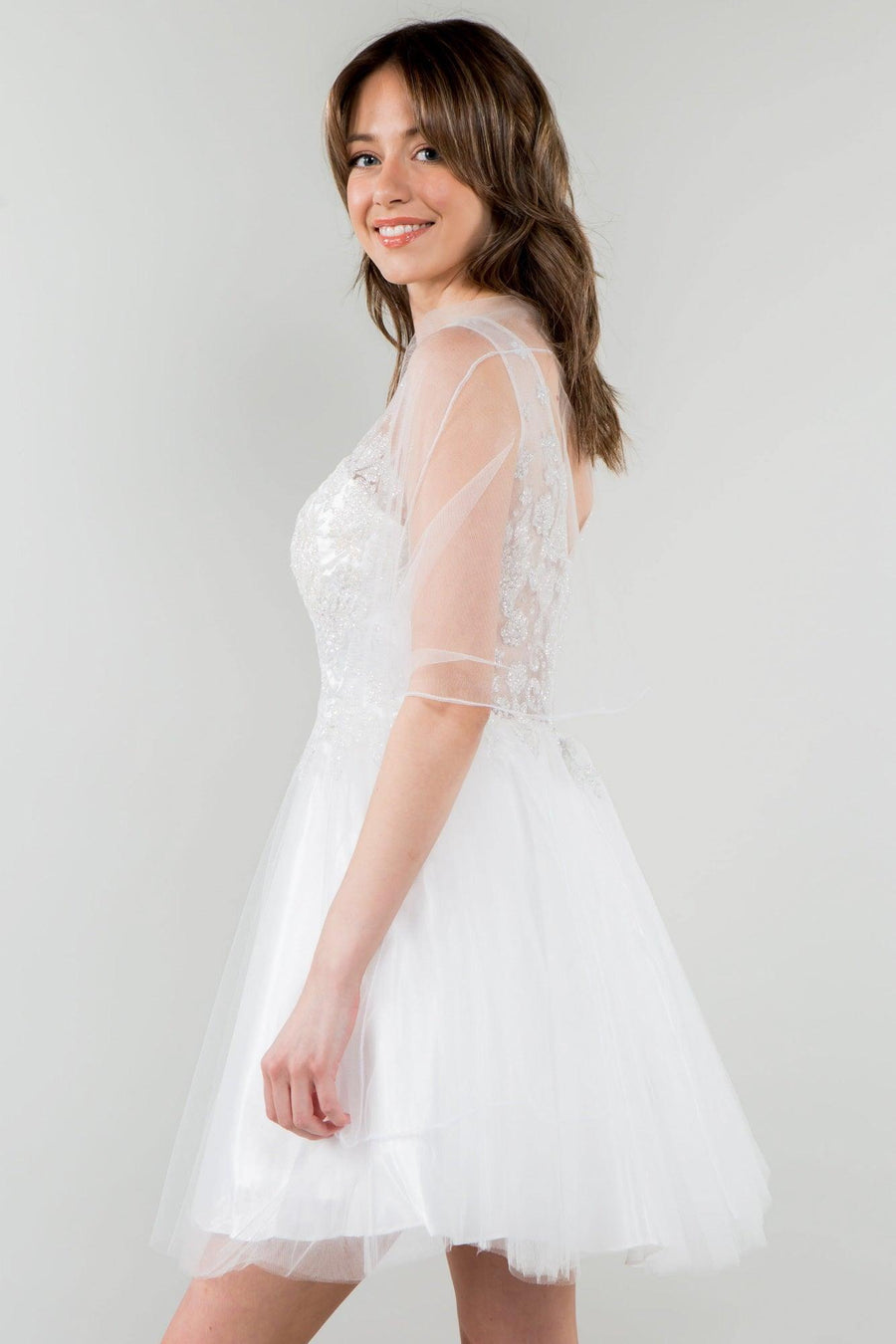 Glitter A Line Short Homecoming Dress - The Dress Outlet