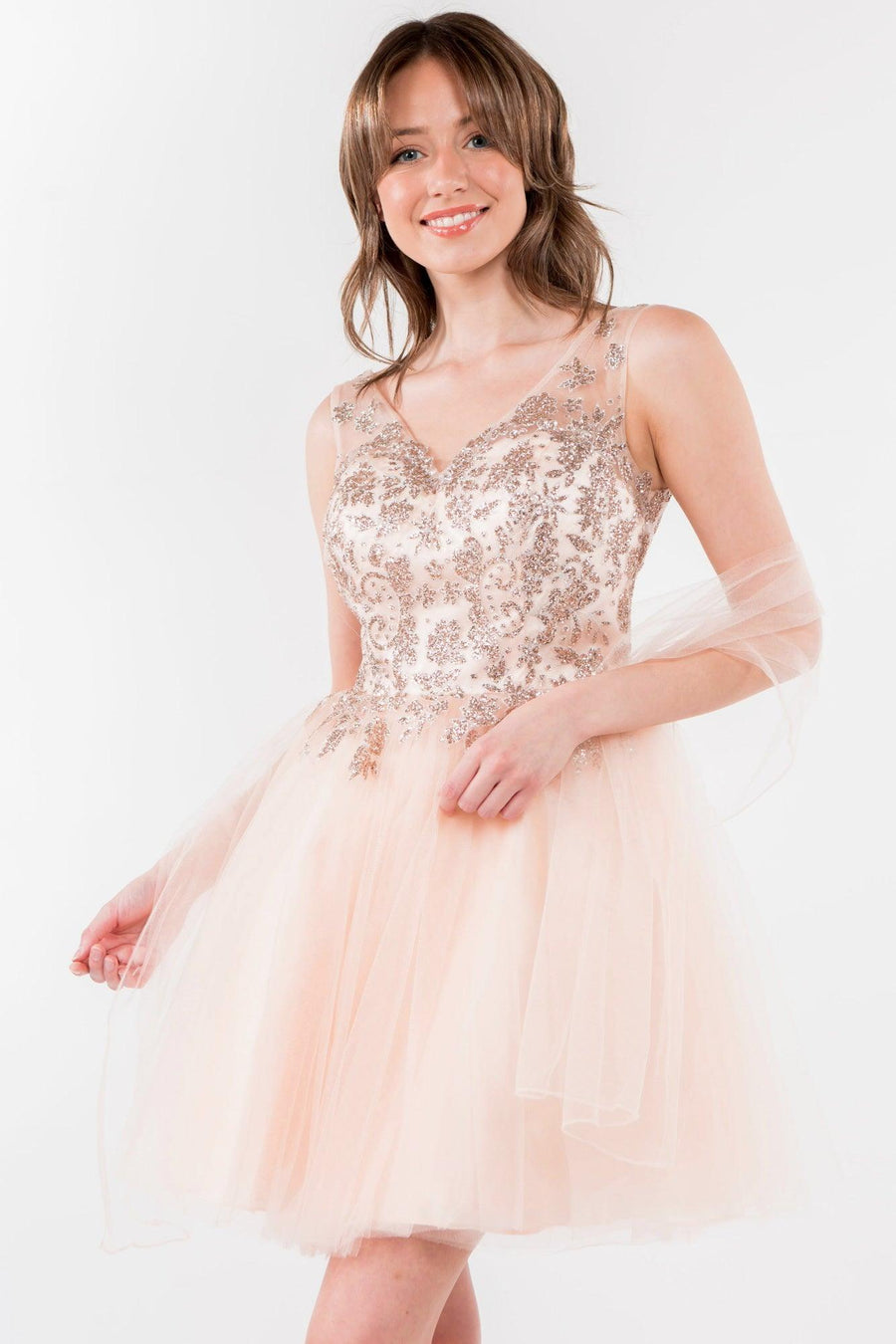 Glitter A Line Short Homecoming Dress - The Dress Outlet