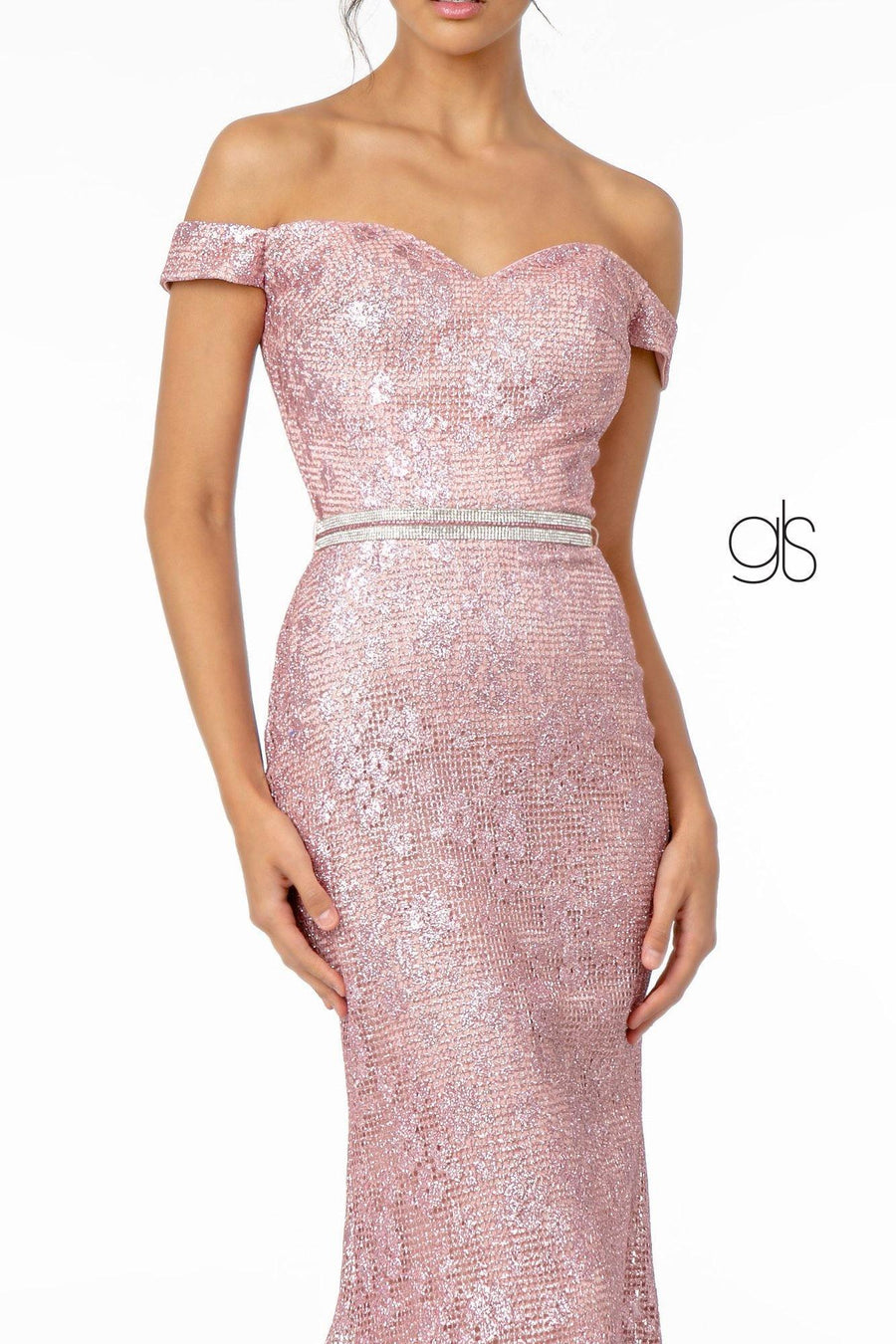 Glitter Netting Mermaid Long Prom Dress Sale - The Dress Outlet