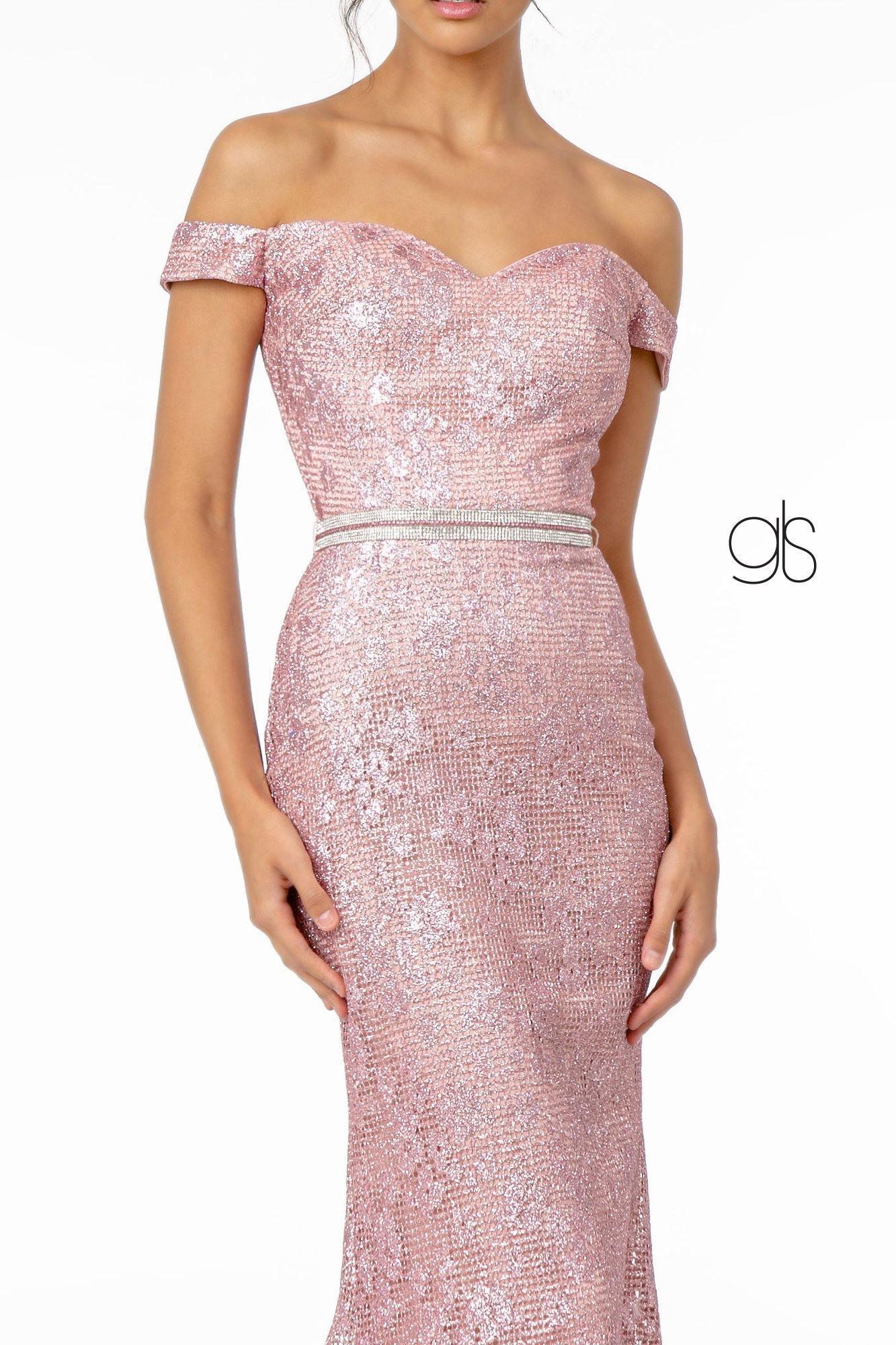 Glitter Netting Mermaid Long Prom Dress Sale - The Dress Outlet