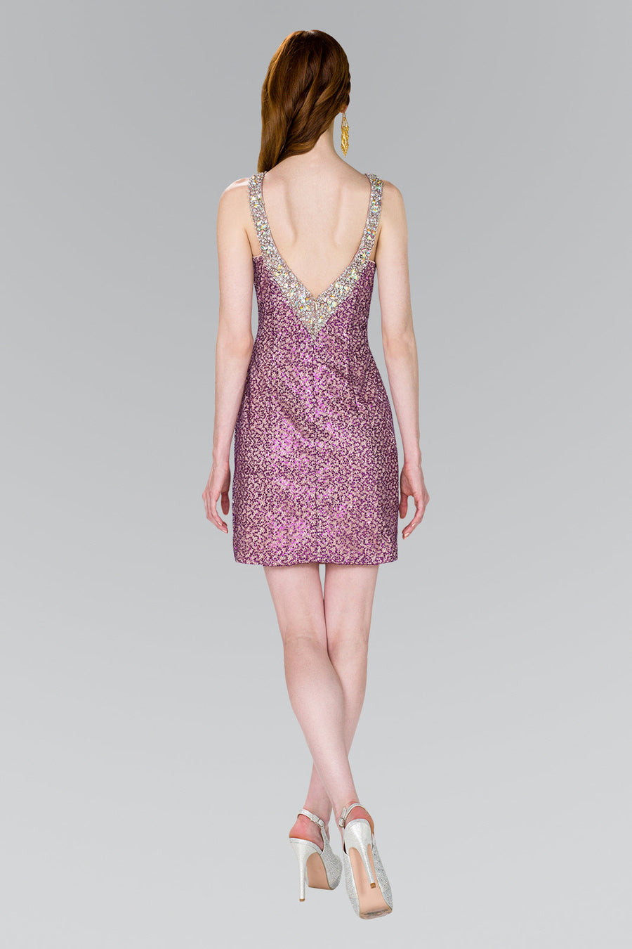 Cocktail Dresses Short Halter Sequin Cocktail Dress Fuchsia/Nude