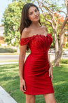 Cocktail Dresses Fitted Short Cocktail Glitter Bodycon Homecoming Dress Red