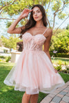 Cocktail Dresses Short Cocktail Glitter Homecoming Dress Blush