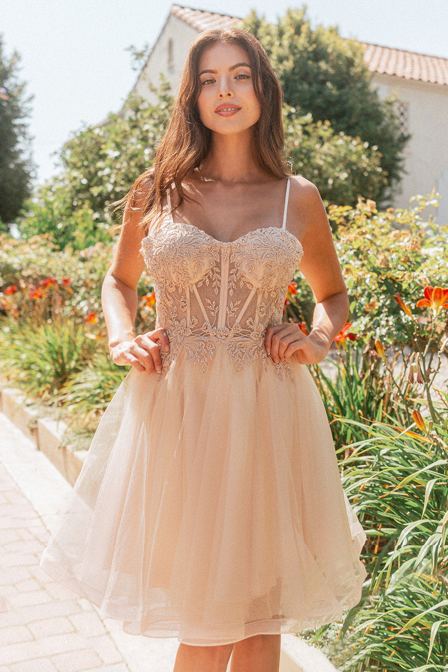 Cocktail Dresses Short Cocktail Glitter Homecoming Dress Champagne