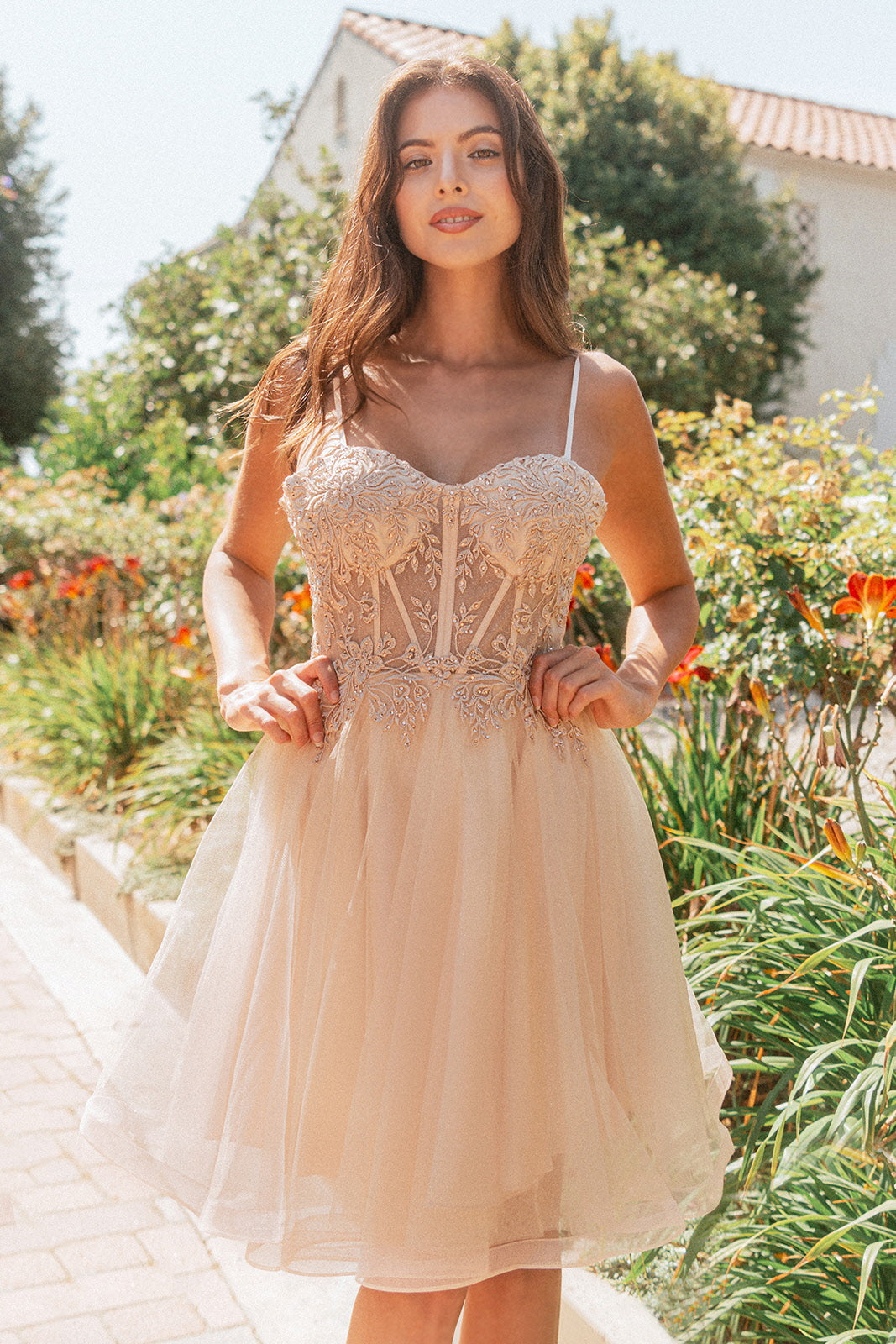 Cocktail Dresses Short Cocktail Glitter Homecoming Dress Champagne