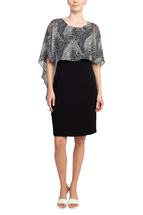 Cocktail Dresses Short Cocktail Cape Dress Black Ivory