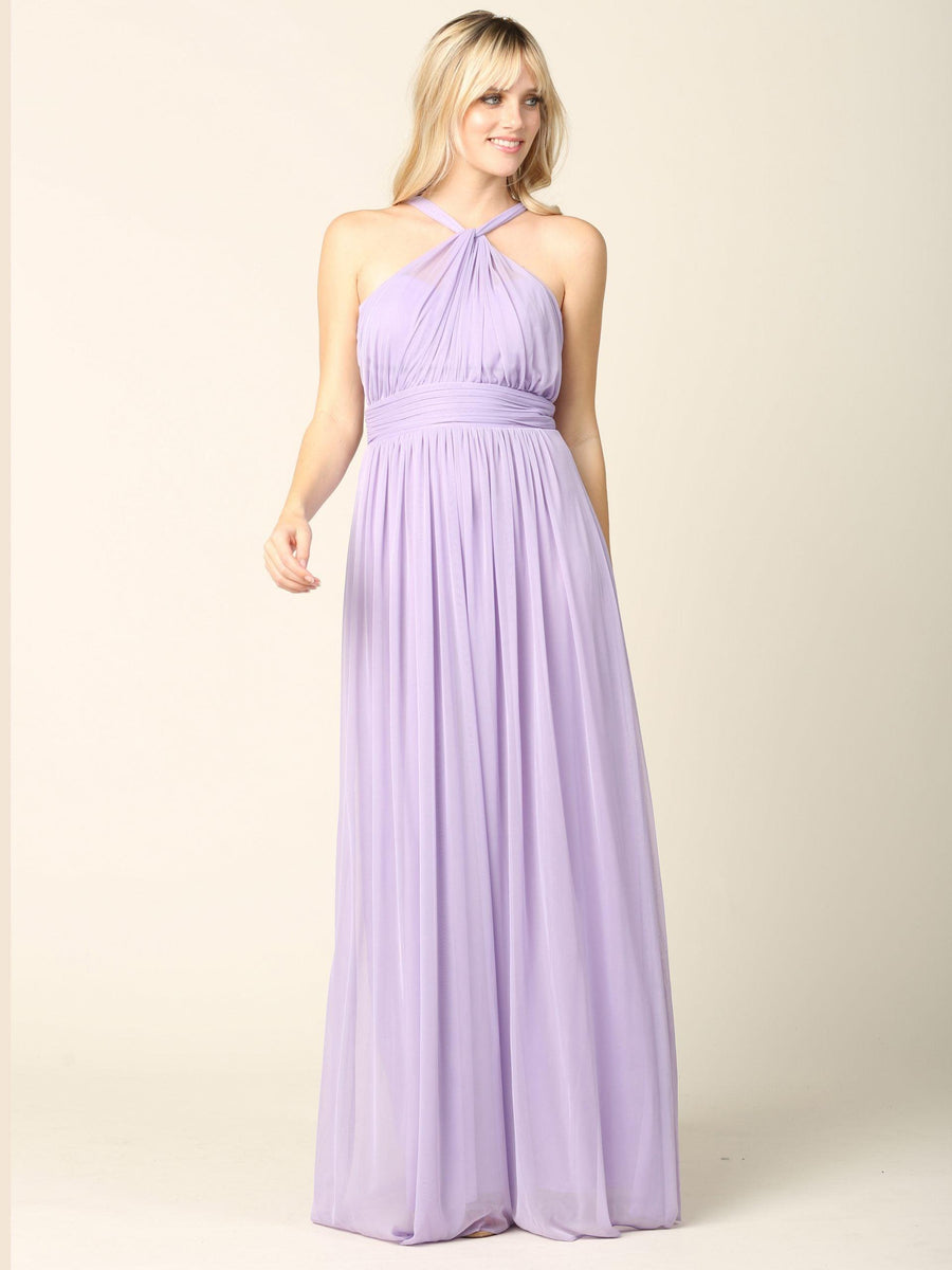 Halter Long Bridesmaid Dress Lilac