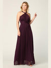 Halter Long Bridesmaid Dress Plum