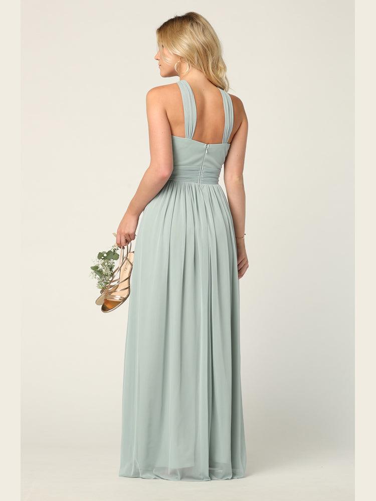 Halter Long Bridesmaid Dress Sage