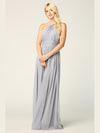 Halter Long Bridesmaid Dress Silver