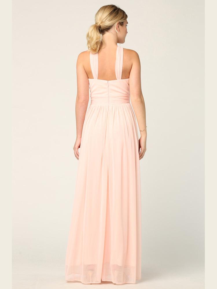Halter Long Bridesmaid Dress Blush