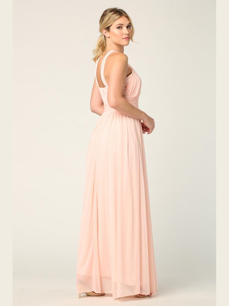 Halter Long Bridesmaid Dress Blush