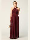 Halter Long Bridesmaid Dress Burgundy