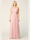 Halter Long Bridesmaid Dress Dusty Rose