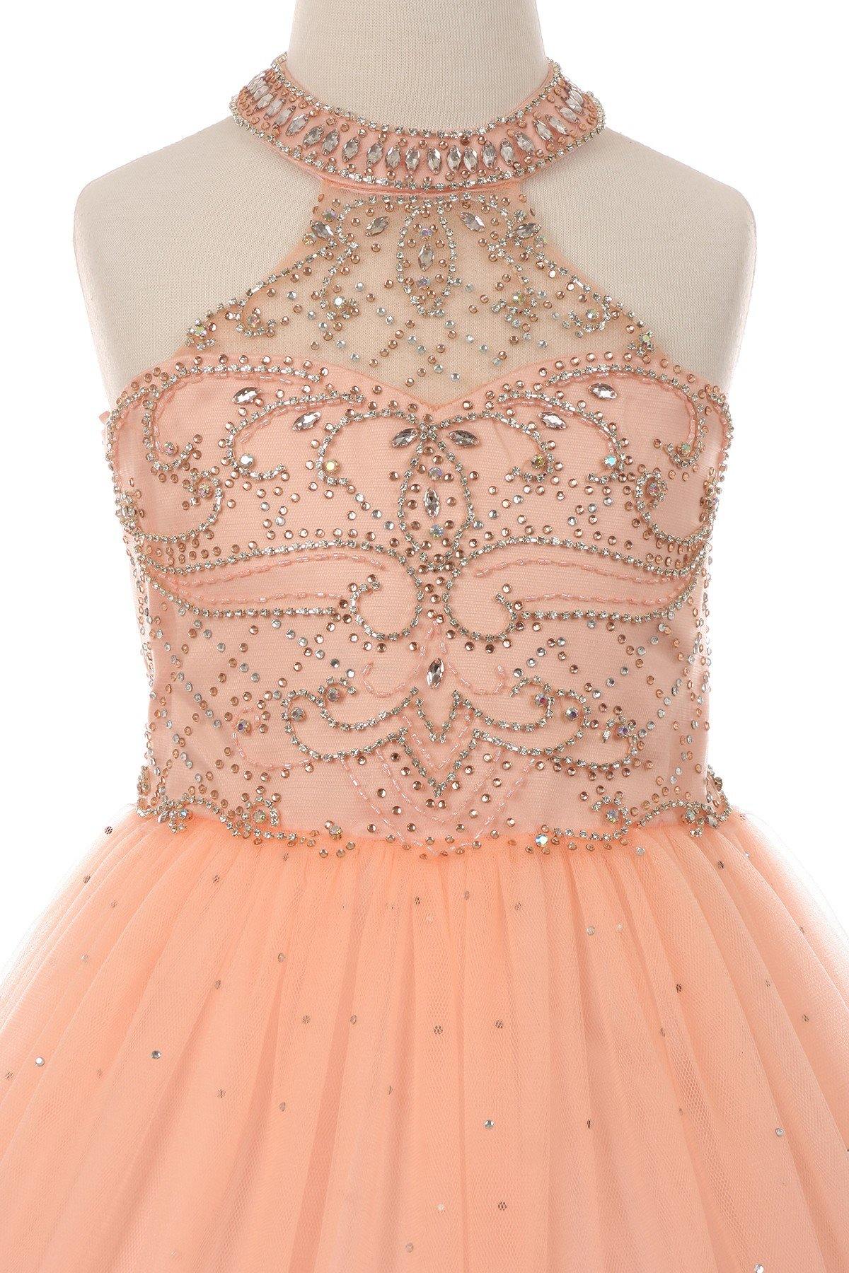 Halter Long Flower Girl Dress - The Dress Outlet Cinderella Couture