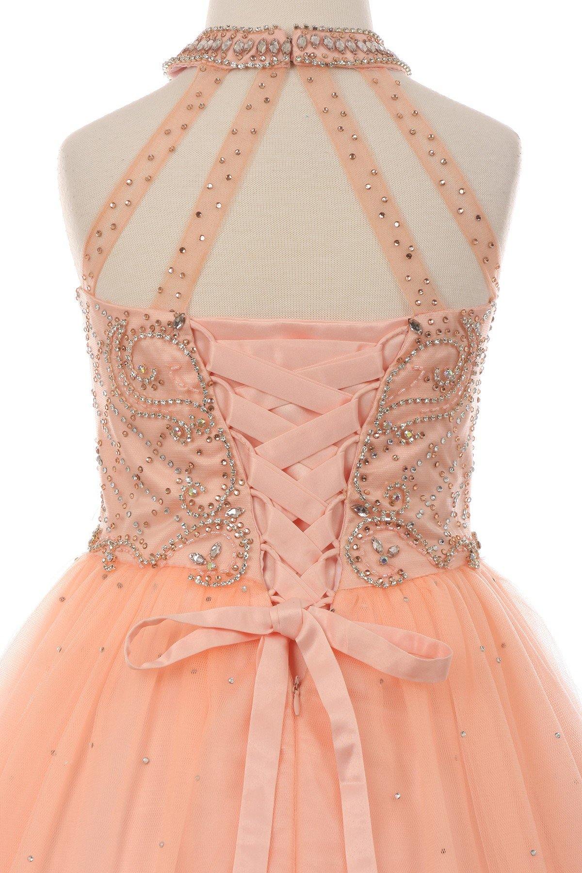 Halter Long Flower Girl Dress - The Dress Outlet Cinderella Couture