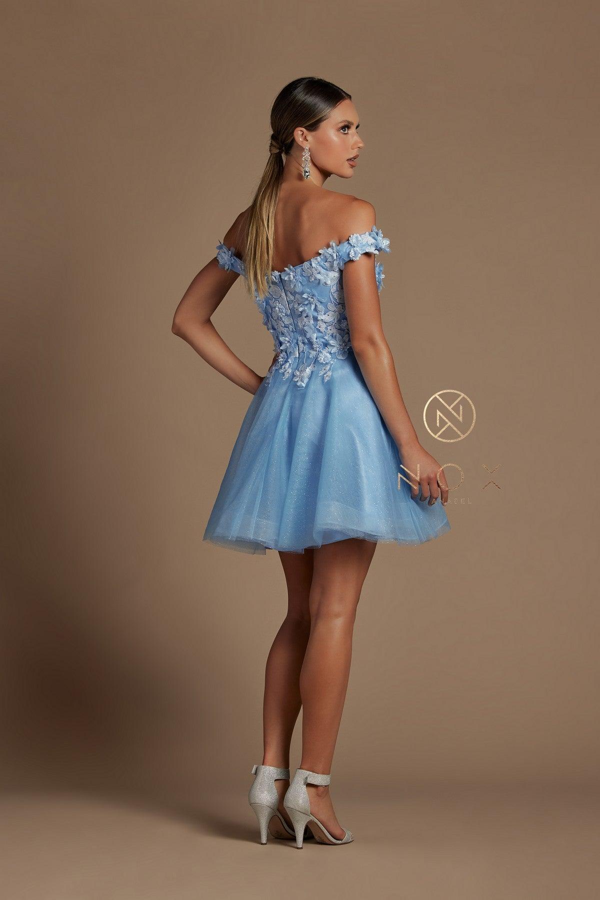 Homecoming Short Off Shoulder Cocktail Dress - The Dress Outlet
